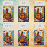 Saddle Bag, Desert Flowers, Southwest Style, Rustic Charm, Mexican Market Vibe, Entryway Wall Art, Framed Canvas Print, Colorful Boho Art