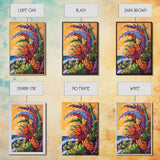 Abstract Florals, Bold Beach Scene, Coastal Flower Art, Vibrant Wall Accent, Kitchen Wall Art, Boho Style, Canvas Print, Sunset Tones