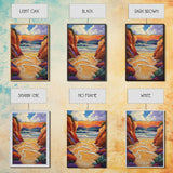 Golden Beach, Sunset Cliffs, Vibrant Ocean Art, Coastal Escape, Fall Color Palette, Canvas Print, Bedroom Wall Art, Tranquil Style