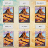 Desert Monolith, Canyon Rock, Purple Sky, Southwest Vibes, Framed Canvas Print, Boho Wall Art, Desert Landscape, Office Wall Decor