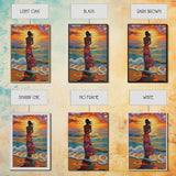 Sunset Beach Woman, Ocean Waves Art, Boho Coastal Decor, Tropical Wall Art, Canvas Print, Living Room Accent, Vibrant Beach Scene