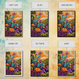 Prickly Wildflowers, Cactus, Garden, Framed Canvas Print floral cactus art, vibrant botanical painting, nature decor, desert boho living room