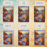 Canyon River Stream, Vibrant Landscape, Sunset Colors, Nature Scene, Framed Canvas Print, Bedroom Wall Art, Fall Home Decor, Boho Art