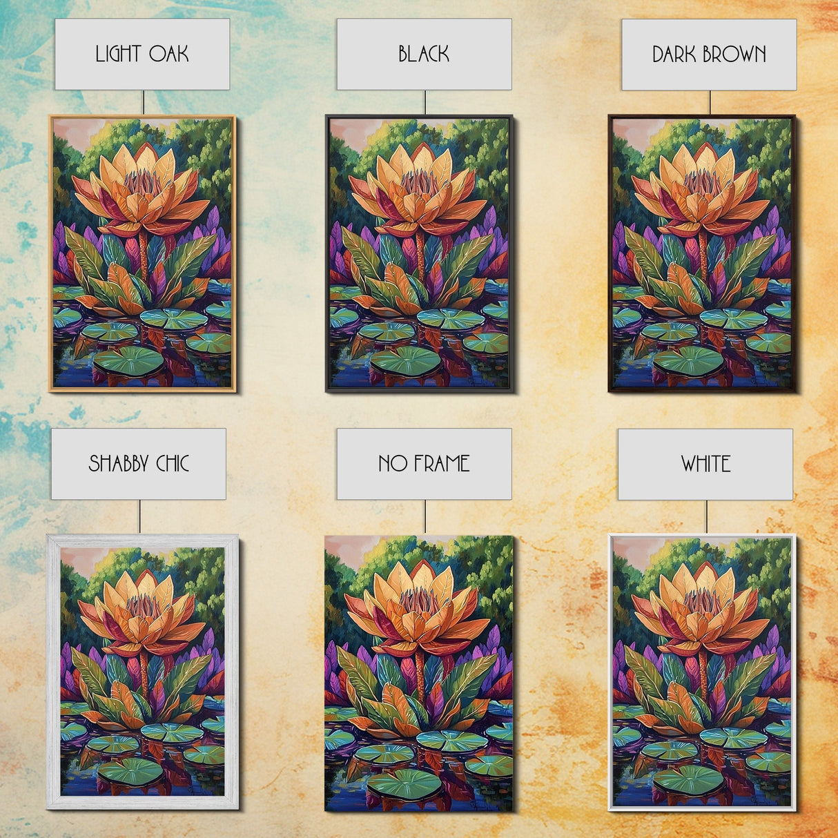 Large Lotus Flower, Tranquil Nature Art, Peaceful Botanical Scene, Framed Canvas Print, Boho Bathroom Wall Art, Zen Decor