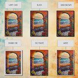 Stone Archway Ocean, Dreamy Seaside Scene, Romantic Sunset Art, Framed Canvas Print, Coastal Entryway Wall Art, Vacation Vibes