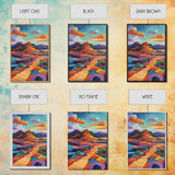 Desert Pathway Painting, Vibrant Mountain Scene, Colorful Earthy Art, Framed Canvas Print, Rustic Hallway Wall Art, Fall Colors