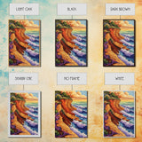 Waves Cliffs, Nature Surf, Canvas Print dramatic ocean surf painting, coastal boho landscape art, Living Room Wall Art, beachy decor