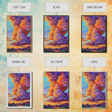 Clouds Sunset, Skies, Mountains, Framed Canvas Print dramatic sky art, colorful cloudscape painting, Bedroom Wall Art, dreamy wall decor
