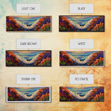 Sunset Waves, Floral Reef, Coastal Water, Colorful Nature, Framed Canvas Print, Bathroom Wall Art, Beach Vibes, Bright Seascape Art