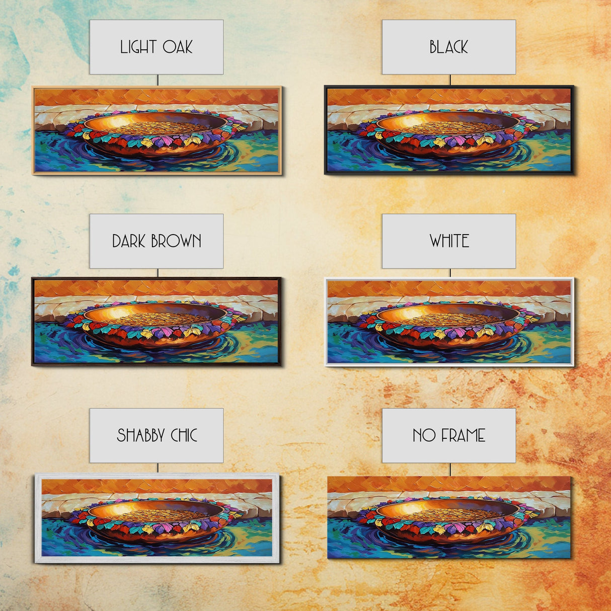Gold Coins, Water Bowl, Vibrant Still Life, Framed Canvas Print, Kitchen Wall Art, Autumn Accent, Southwestern Art, Colorful Painting