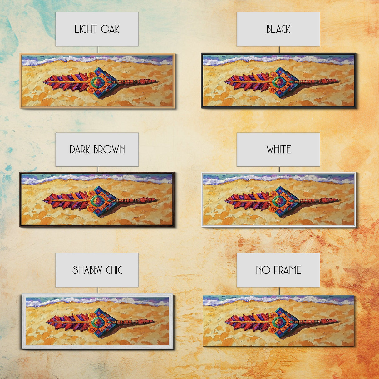 Tribal Arrow Symbol, Colorful Boho Style, Desert Beach Art, Canvas Print, Southwestern Decor, Eclectic Wall Accent