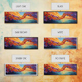 Flower Archway, Colorful Sky, Seaside Sunset, Whimsical Decor, Framed Canvas Print, Romantic Living Room Wall Art