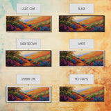 Vibrant Desert Path, Bold Landscape Painting, Agave and Sunset View, Framed Canvas Print, Southwest Kitchen or Hallway Wall Art