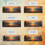 Mountain Sunset Lake, Bold Nature Landscape, Vibrant Water Reflection, Framed Canvas Print, Rustic Living Room or Cabin Wall Art