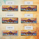 Sunset Island Scene, Bold Ocean Mountainscape, Tropical Beach Decor, Framed Canvas Print, Boho Bedroom or Vacation Home Wall Art