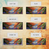 Canyon Stream Bloom, Colorful Desert River Scene, Vibrant Nature Painting, Framed Canvas Print, Southwest Living Room or Office Art
