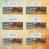 Rocky Shoreline Waves, Ocean Rocks Art, Seaside Spray, Framed Canvas Print, Bathroom Coastal Wall Art, Bold Beach Style, Nautical Decor