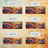 Colorful Desert Blooms, Vibrant Landscape, Boho Floral Style, Framed Canvas Print, Bedroom Wall Art, Modern Southwestern Painting