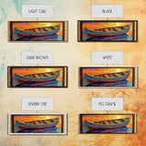 Colorful Boat, Sunset Reflection, Vibrant Seascape, Canvas Print, Nautical Living Room Wall Art, Coastal Decor, Bold Modern Art