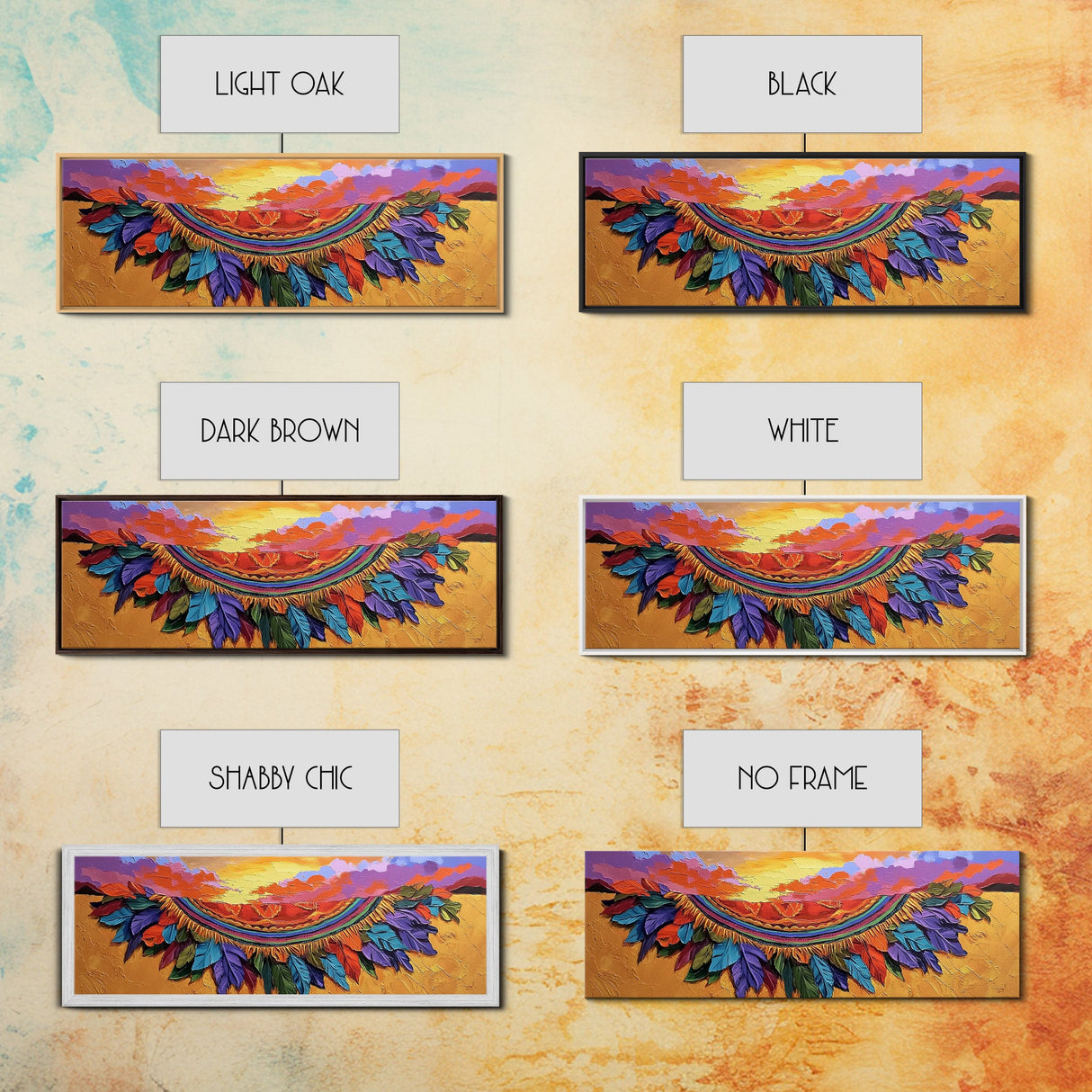 Feather Horizon, Sunset Sky, Southwest Landscape, Canvas Print, Boho Bedroom Wall Art, Eclectic Home Decor, Nature Inspired Art