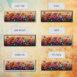 Vibrant Floral Burst, Sunset Garden, Colorful Flowers, Bold Leaves, Canvas Print, Living Room Wall Art, Boho Botanical Style