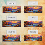 Sunset Coastal Waves, Bold Seascape Painting, Vibrant Ocean Scene, Framed Canvas Print, Beach Wall Art, Nautical Living Room Decor