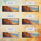 Cliffside Flowers, Ocean Waves, Sunset Coast, Canvas Print, Vibrant Coastal Wall Art, Bedroom or Bathroom Decor, Bohemian Beach Art
