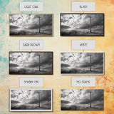 Power Pole, Rural Landscape, Stormy Sky, Country Calm, Framed Canvas Print, farmhouse entryway wall art, rustic black and white print