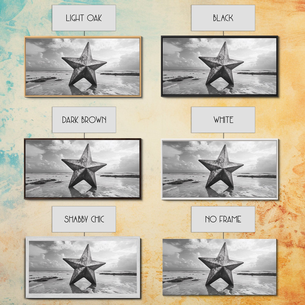 Weathered Star Sculpture, Coastal Symbol, Beach Art, Framed Canvas Print, Americana Wall Art, Entryway Decor, Rustic Beach House