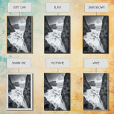 Stormy Coast, Crashing Waves, Ocean Drama, Framed Canvas Print, Living Room Wall Art, Bold Seascape Photography, Monochrome Modern Art