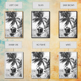 Tropical Bull, Palm Tree, Island Wildlife, Rural Photography, Framed Canvas Print, Kitchen Wall Art, Exotic Boho Decor, farmhouse decor