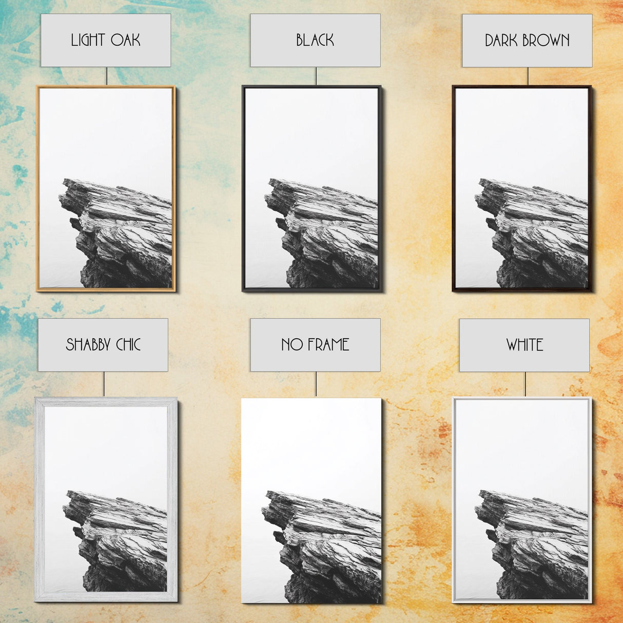 Weathered Cliffside, Coastal Rock, Modern Minimalism, Nature Decor, Framed Canvas Print, Neutral Tones, Office Wall Art, Beachy Aesthetic