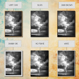 Lightning Strike Beach, Stormy Sky Photography, Dramatic Landscape, Office Wall Art, Nature Scene, Framed Canvas Print, Bold Wall Decor