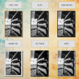 Canoes, Rack, Ocean, Shelter - Surf shack vibes with coastal canoe stack, Framed Canvas Print, great beach house or boho hallway art, grayscale