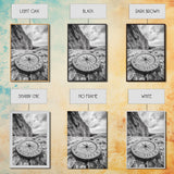 Compass On Cliff, Adventure Travel Art, Nautical Wall Decor, Framed Canvas Print, Rustic Office Art, Nature Explorer Gift Idea