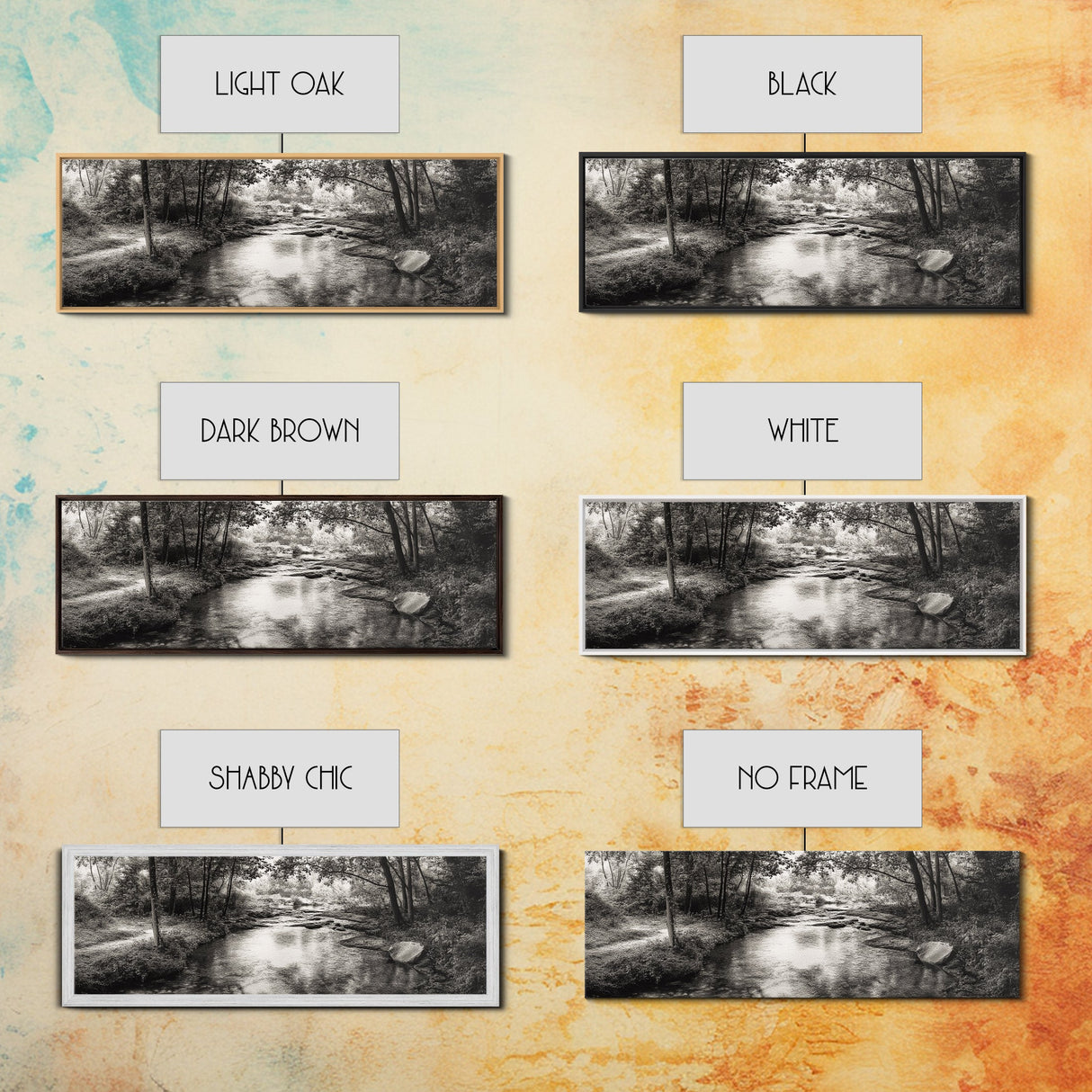 Woodland Creek Flow, Sepia Landscape Scene, Peaceful Forest Art, Canvas Print, Autumn Wall Decor, Rustic Living Room Artwork