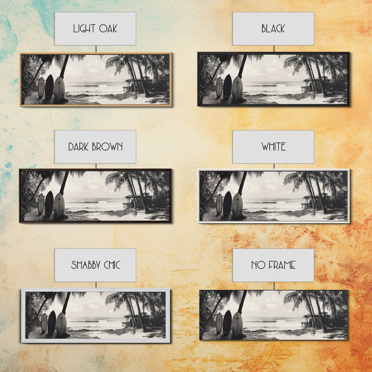 Surf Shack, Palm Trees, Tropical Boards, Canvas Print, retro beach wall art, coastal boho room decor, surfer cabin vibe, chill summer look