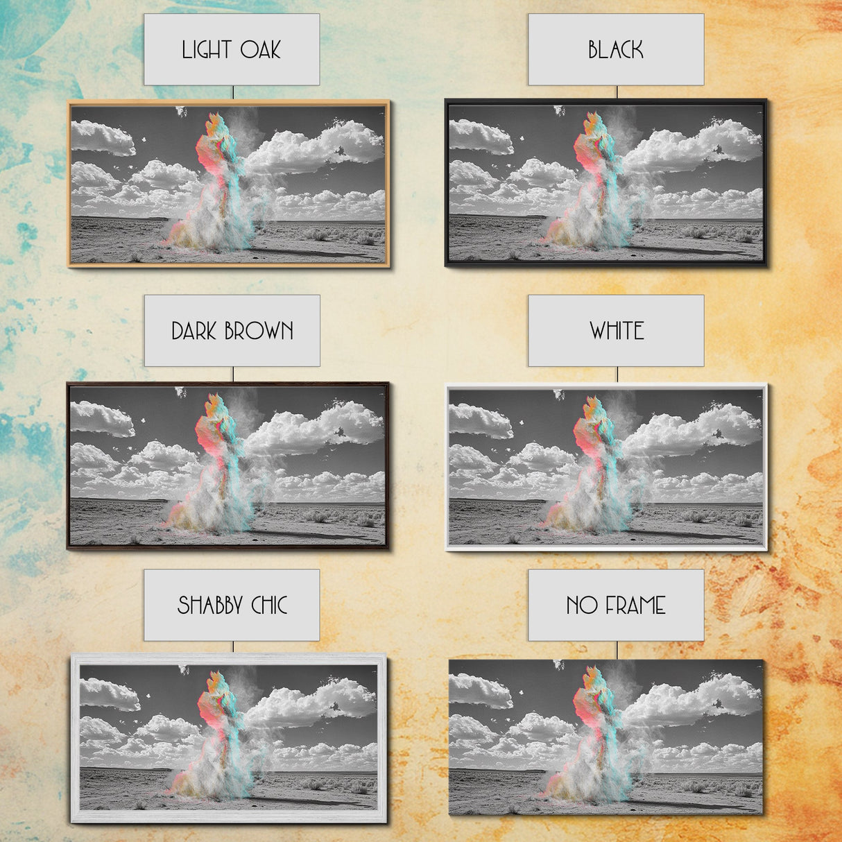 Desert Dust, Color Cloud, Abstract Sky, Surreal Art, Framed Canvas Print, Creative Studio Wall Decor, Whimsical Wall Art, Unique Design