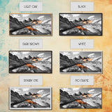 Glacial Canyon, Orange Reflection, Monochrome Mountain, Fall Landscape, Framed Canvas Print, Rustic Wall Decor, Adventure Photography