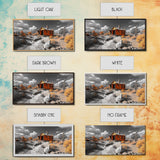 Desert Cabin, Rustic Southwest, Boho Landscape, Autumn Decor, Framed Canvas Print, Living Room Wall Art, Warm Earth Tones, Western Vibes