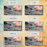 Neon Wave, Tropical Sunset, Bold Ocean Art, Framed Canvas Print, Color Pop Wall Decor, Surfer Room Style, Coastal Vibe Art