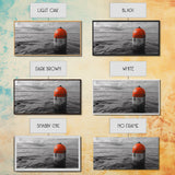 Orange Buoy Water, Marine Marker, Sea Navigation, Ocean Decor, Canvas Print, Coastal Living Room Art, Minimal Nautical Wall Decor