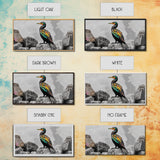 Vibrant Sea Bird, Colorful Wildlife Perch, Artistic Bird Feathers, Framed Canvas Print, Nature Wall Art, Office Decor, Boho Animal Style