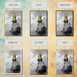 Rainbow Cliff, Soaring Bird, Ocean Rock Scene, Canvas Print, Nature Adventure Wall Art, Vibrant Seascape Decor, Coastal Living Accent