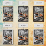 Brown Trout Closeup, Riverbed Focus, Dramatic Fish Art, Framed Canvas Print, Fisherman Gift, Cabin Wall Art, Rustic Outdoor Decor