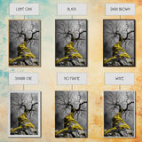 Moss Covered Tree, Dramatic Nature Scene, Autumn Forest Decor, Moody Woodland Art, Framed Canvas Print, Rustic Living Room Wall Art