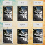 Sunset Beach, Rocky Coast, Dramatic Sky, Bold Light, Framed Canvas Print tropical sunset wall art, beach photography, bathroom decor