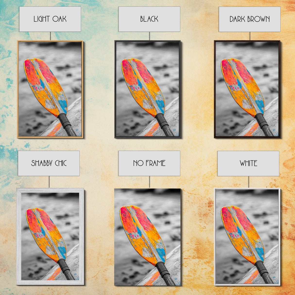 Colorful Oar Paddle, Beach House Decor, Boho Kayak Wall Art, Canvas Print, Vibrant Coastal Photography, Nautical Bathroom Art