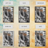 Rugged Cliff Coast, Ocean Rocks, Dramatic Sky, Seaside View, Framed Canvas Print, Coastal Decor, Living Room Wall Art, Earthy Tones