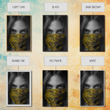 Yellow Bandana Girl, Intense Eyes, Street Portrait, Framed Canvas Print, Modern Photography, Teen Bedroom Wall Art, Bold Style